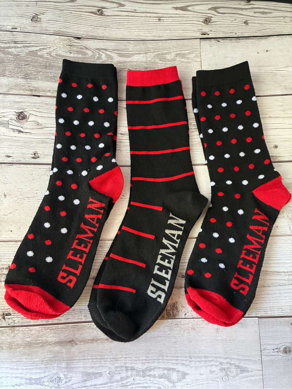Sleeman Men's Black, Red and White Socks - 3-Pack